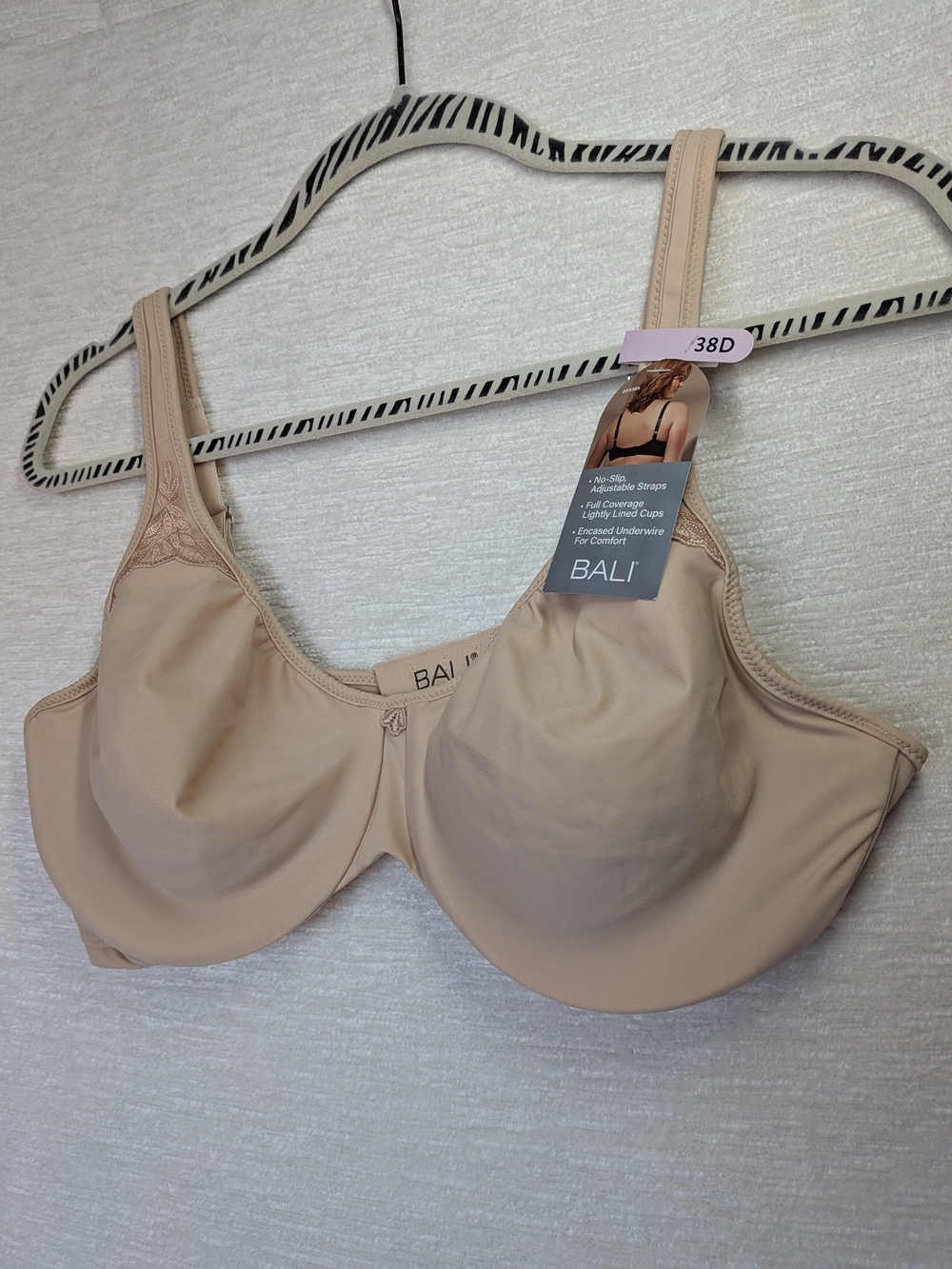 Bali Passion For Comfort Minimizer Underwire T-Shirt Bra 38D with Lace-Trim New - Picture 3 of 11